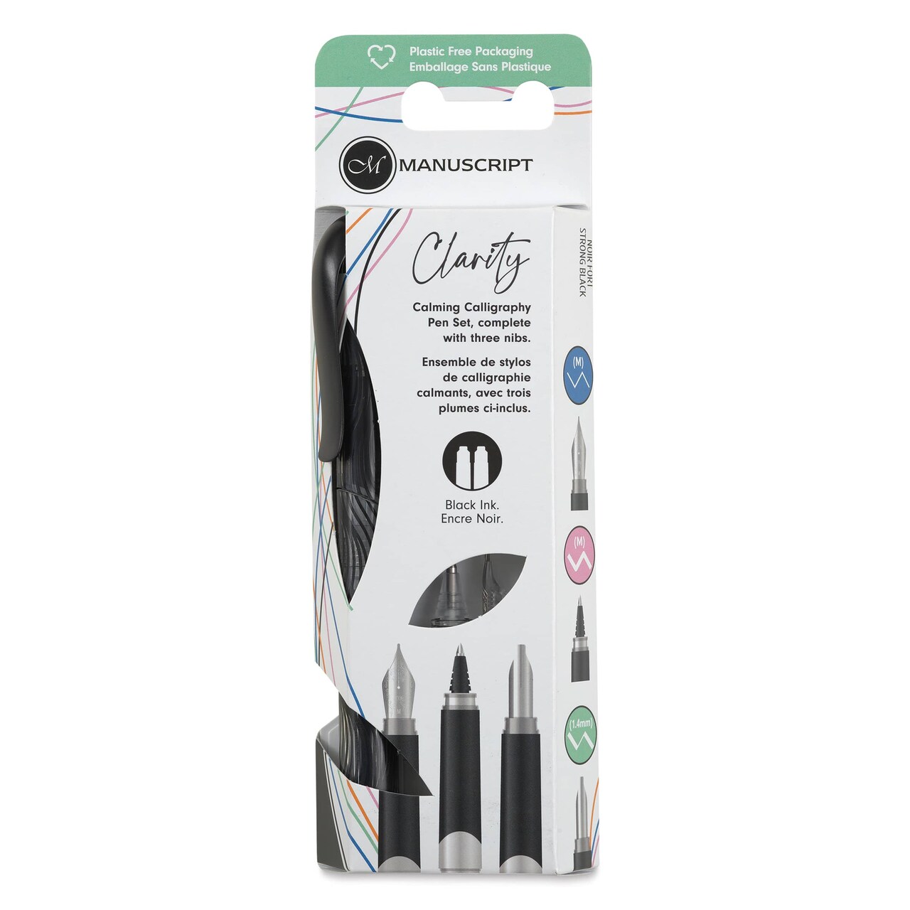 Manuscript Clarity Fountain Pen Set - Assorted Nibs, Set of 6, Strong Black